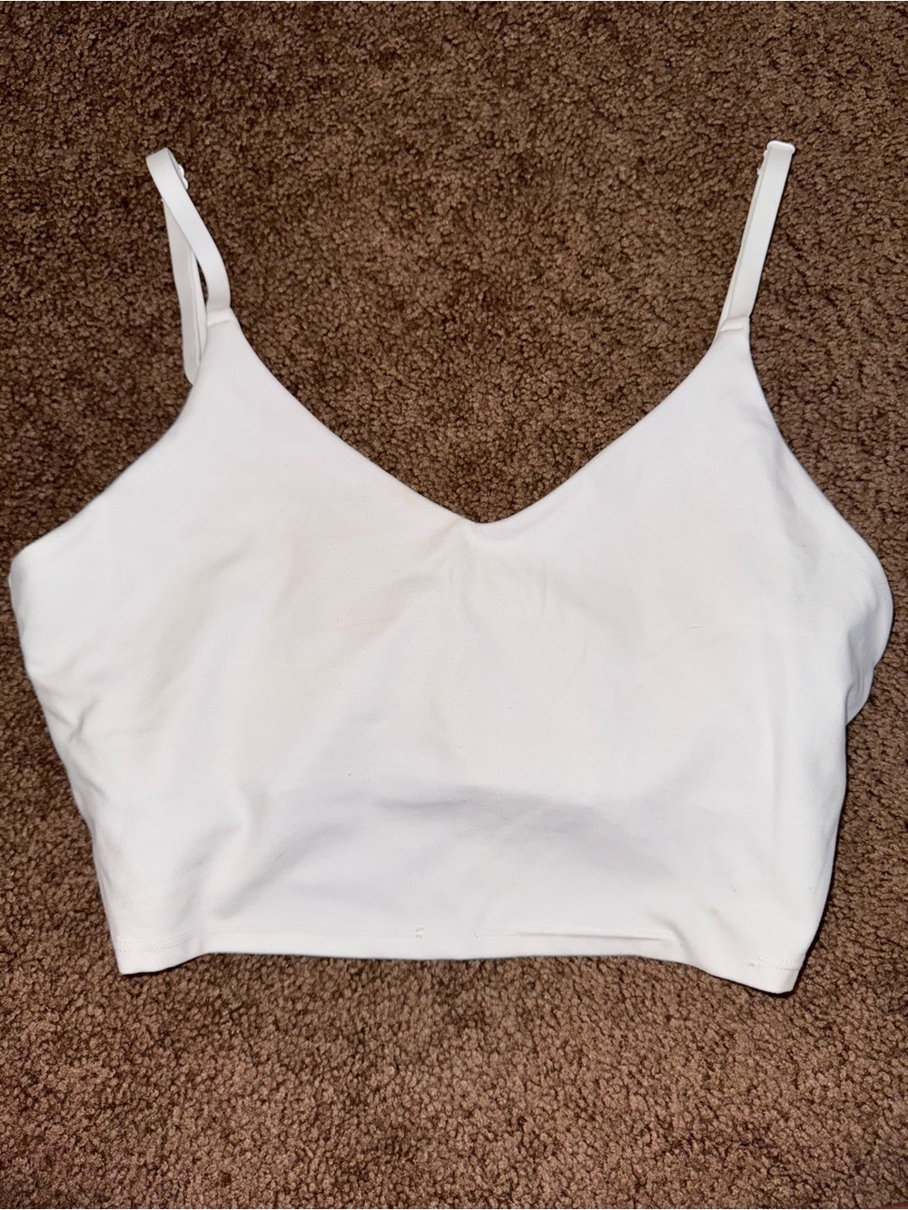 Athleta White V-Neck Longline Cropped Sports Bra